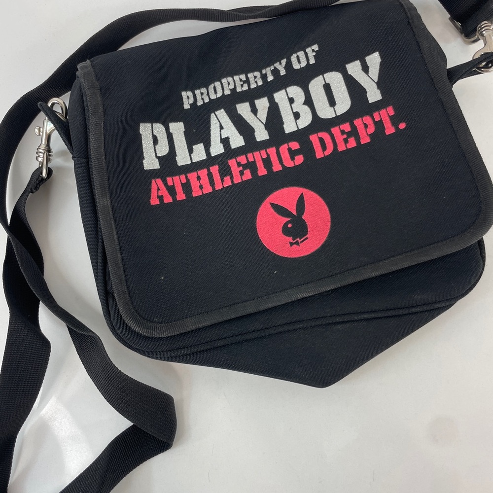 PLAYBOY VINTAGE Black and Red Messenger Bag
